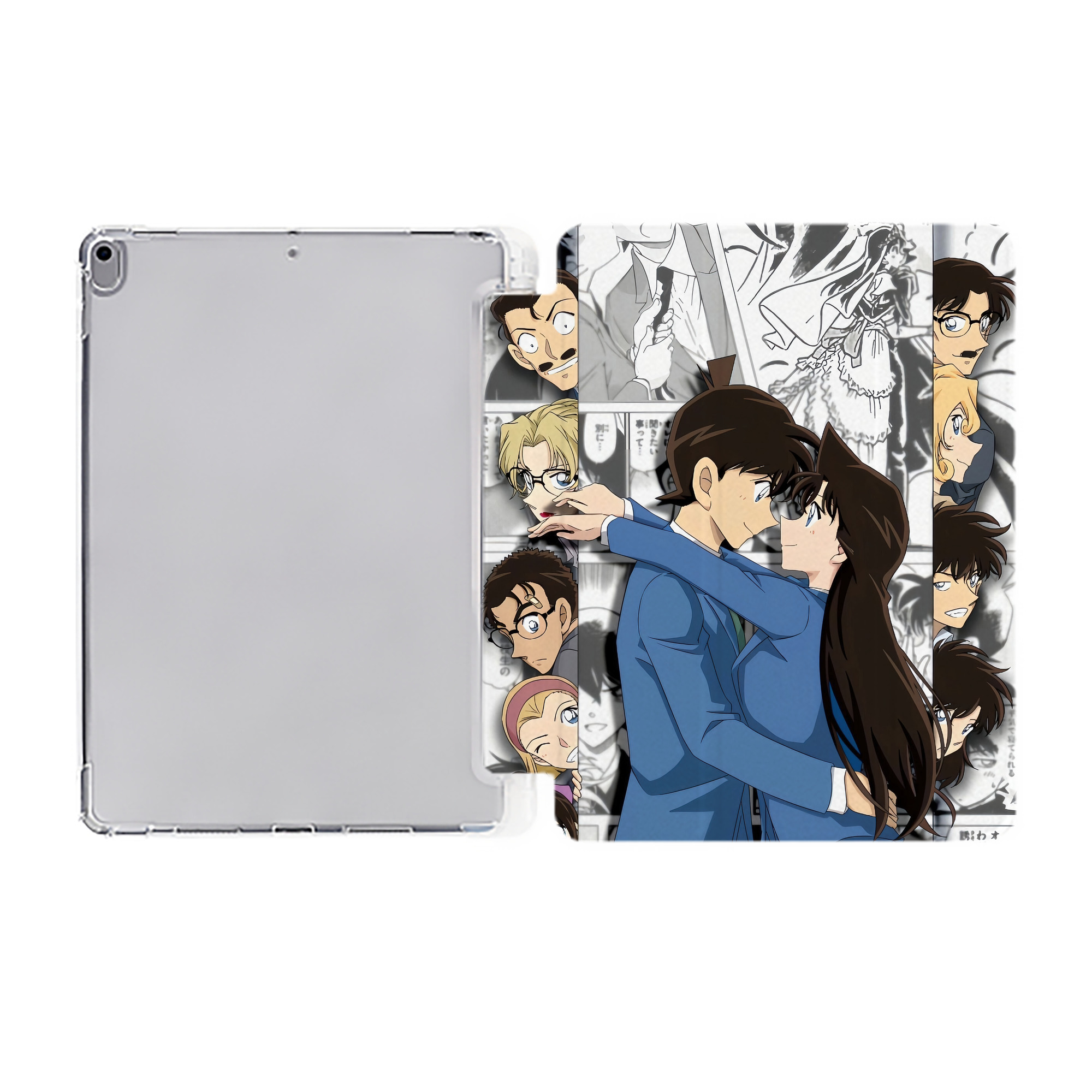 （画像用） 名探偵コナン Detective Conan IPad ケース ペン収納付き 三つ折りスタンド PUレザー×シリコン 対応機種9.5/10.5/10.9インチ